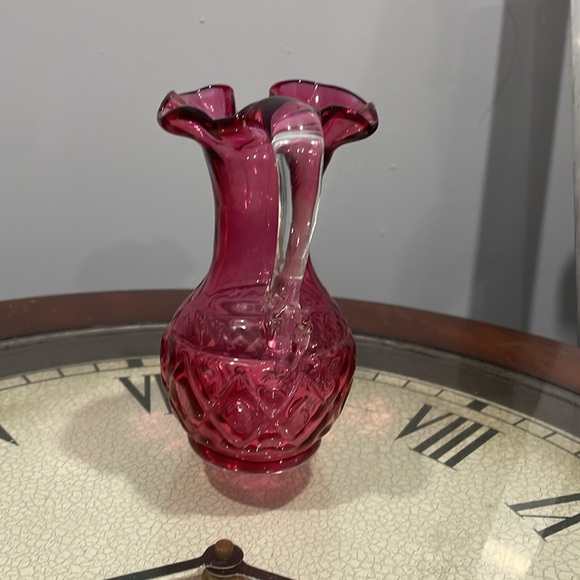 Vintage cranberry handblown pitcher - Picture 2 of 4